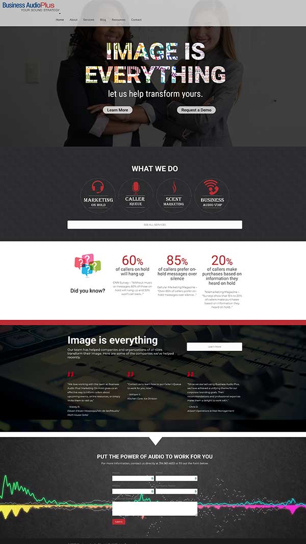 Business Audio Plus website design